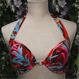 Tropical Print Medium Halterneck Bikini Top